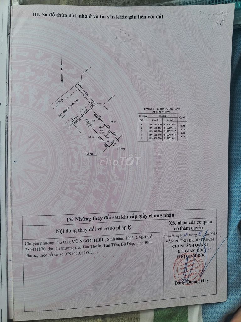 Bán đất tại đường Bưng Ông Thoàn, quận 9