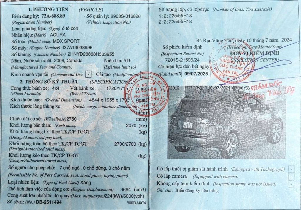 Acura MDX 2008 - 131000 km. Mua bán Ô tô tại Thành phố Vũng Tàu Bà Rịa - Vũng Tàu được đăng bởi a Thu hình 1