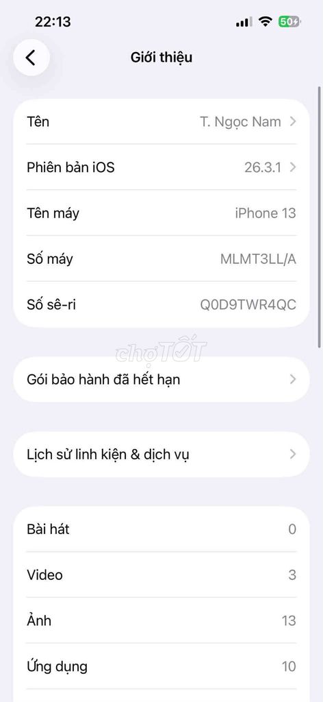 Apple iPhone 13. Mua bán Điện thoại tại Quận 11 Tp Hồ Chí Minh được đăng bởi Thạch Ngọc Nam hình 1