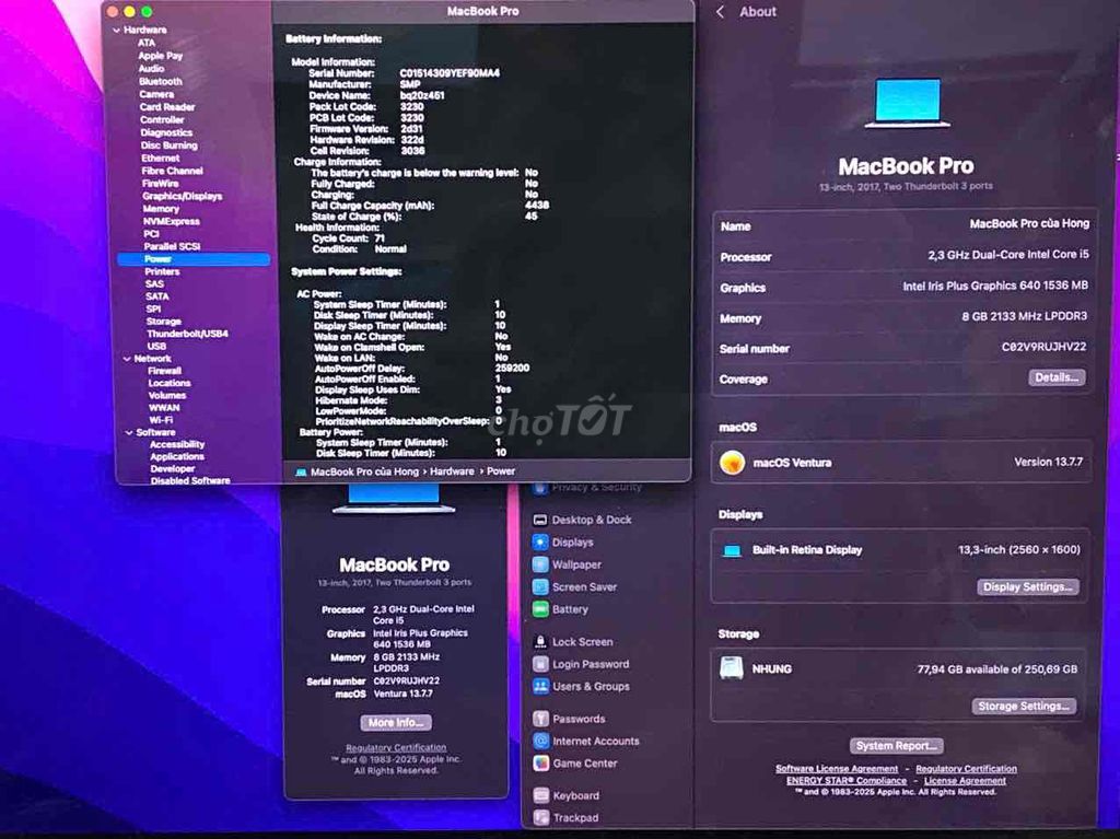 Apple MacBook Pro 2017 i5 13 inch 8GB/256GB. Mua bán Laptop tại Quận Đống Đa Hà Nội được đăng bởi Chí Hướng Smartphone Cs HN hình 1