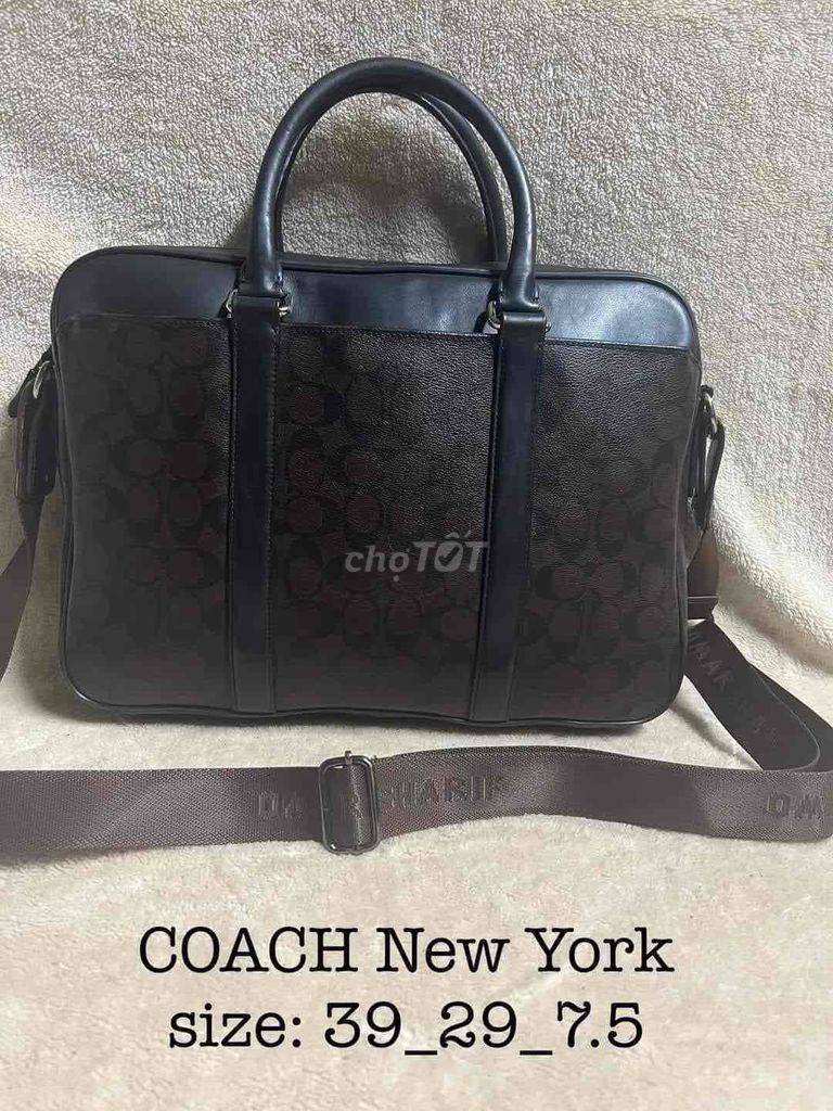 Cặp công sở COACH size 39x29x7.5 chất liệu taiga