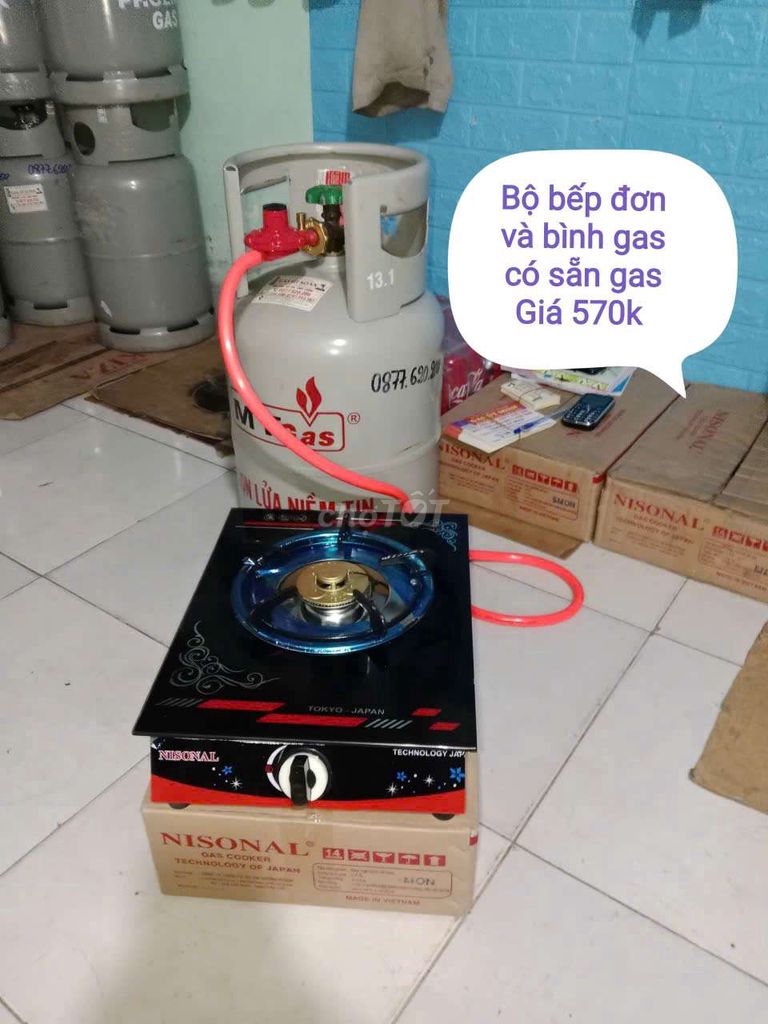 Bếp đơn và bình gas có sẵn gas 570k