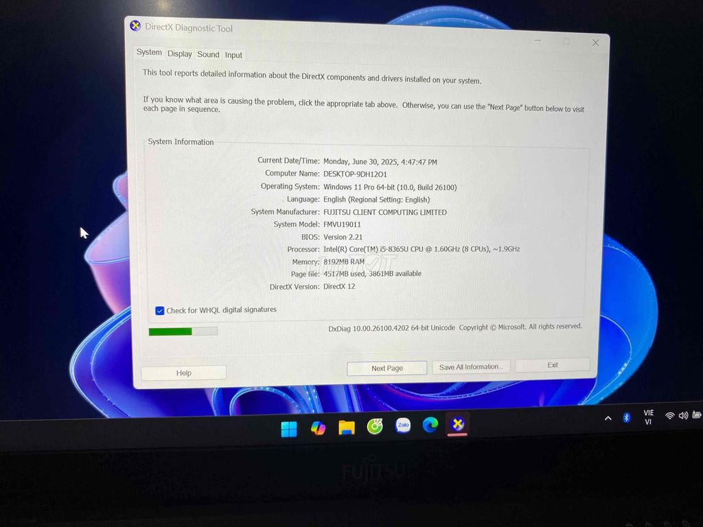 Laptop Core i5, RAM 8GB, SSD 128GB, 15.6 inch