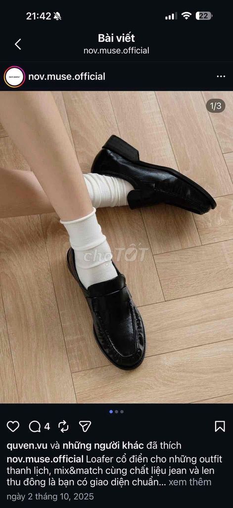 Giày Loafer nov.muse Nữ Đen size 39. Mua bán Giày dép tại Quận Ngô Quyền Hải Phòng được đăng bởi Trang Anh hình 1