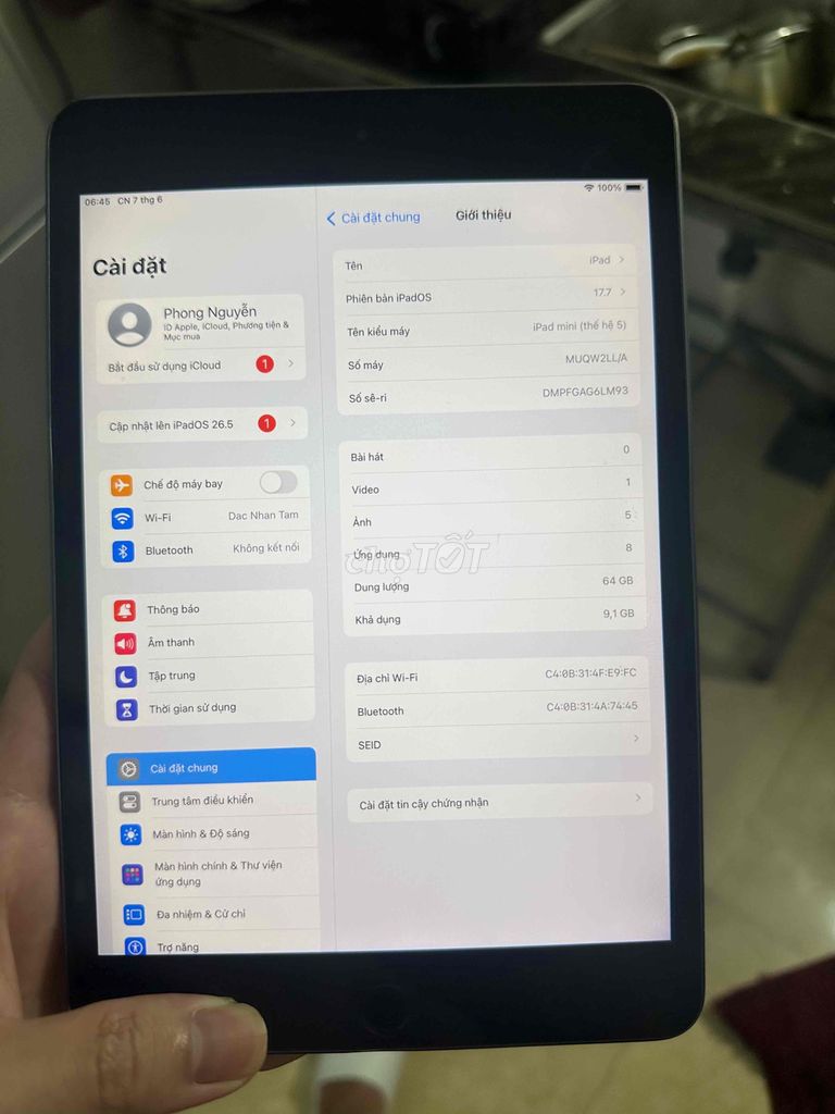 Apple iPad mini 5 64GB Xám. Mua bán Máy tính bảng tại Huyện Đông Anh Hà Nội được đăng bởi Nguyễn Hồng Quân hình 1