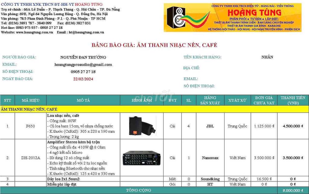 Amply Nanomax DH-2012A và 4 loa JBL. Mua bán Tivi, Âm thanh tại Quận Cẩm Lệ Đà Nẵng được đăng bởi Nhan hình 1