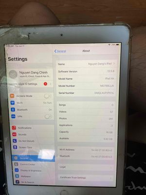 Apple iPad Air 16GB Bạc Bể mặt kính