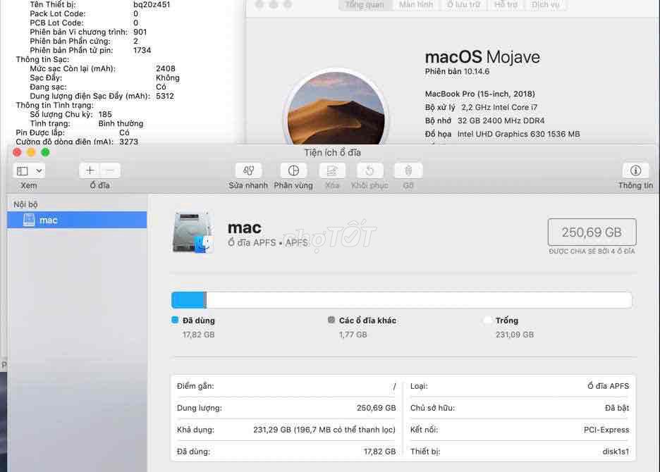 Apple MacBook Pro i7 16GB/250GB. Mua bán Laptop tại Thành phố Thủ Đức Tp Hồ Chí Minh được đăng bởi Nguyễn Tính hình 1
