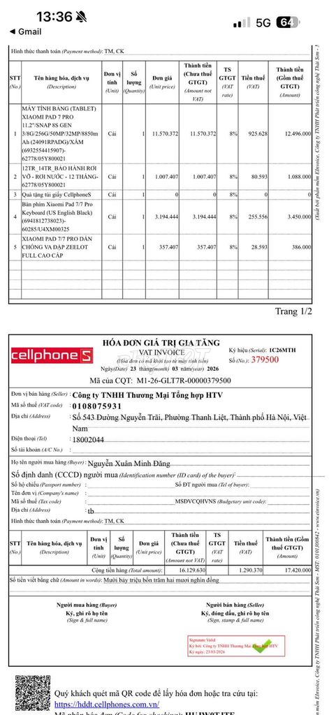 Xiaomi Pad 7 Pro 12GB/512GB Xám. Mua bán Máy tính bảng tại Huyện Hoài Đức Hà Nội được đăng bởi Huy Đình hình 1