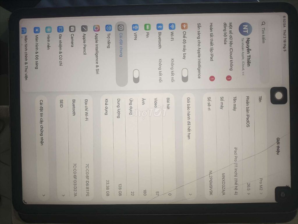 Apple iPad Pro 11 128GB Xám. Mua bán Máy tính bảng tại Thành phố Thuận An Bình Dương được đăng bởi Nguyễn Nhật Thiên hình 1