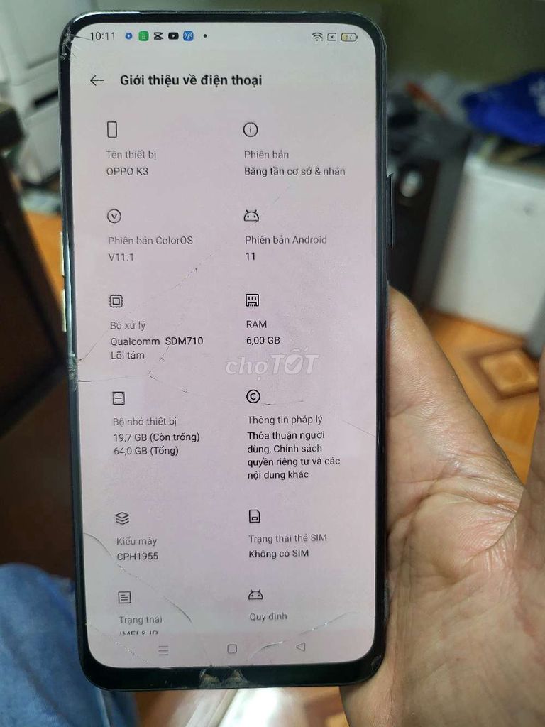 OPPO K3 64GB Trắng. Mua bán Điện thoại tại Huyện Hóc Môn Tp Hồ Chí Minh được đăng bởi Trung Hậu hình 1