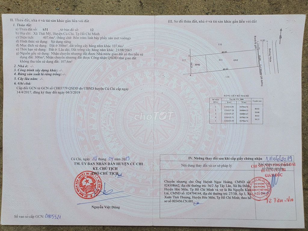 Chính chủ cần bán 410m2 (thổ cư 300m2) xã Thái Mỹ, Củ Chi, TP.HCM