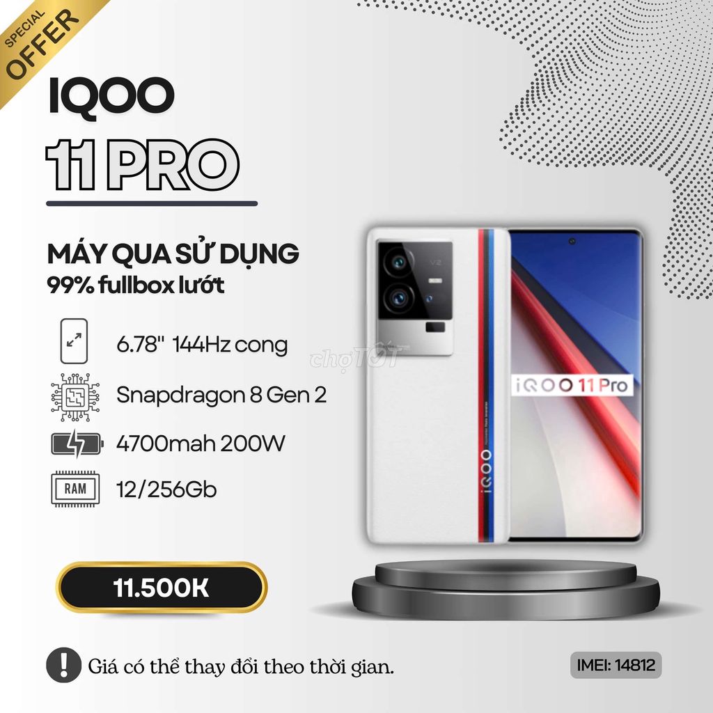 ⭐IQOO 11 PRO SIÊU LƯỚT 12/256GB