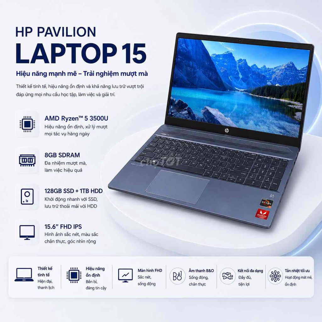 HP Pavilion 15 Ryzen 5 3500U 15.6 inch. Mua bán Laptop tại Thành phố Buôn Ma Thuột Đắk Lắk được đăng bởi HD Store  hình 1