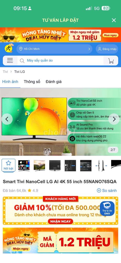 Smart Tivi NanoCell LG AI 4K 55 inch. Mua bán Tivi, Âm thanh tại Thành phố Sóc Trăng Sóc Trăng được đăng bởi Bùi Tuấn Khôi hình 1