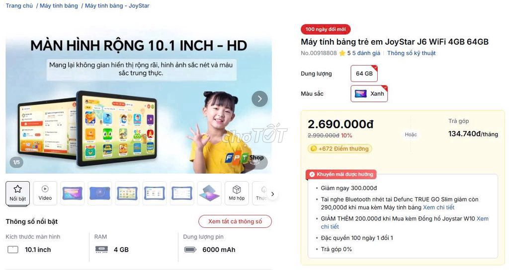 JoyStar J6 10.1 inch 4GB/64GB. Mua bán Máy tính bảng tại Quận Thanh Xuân Hà Nội được đăng bởi Hoàng Thắng hình 1