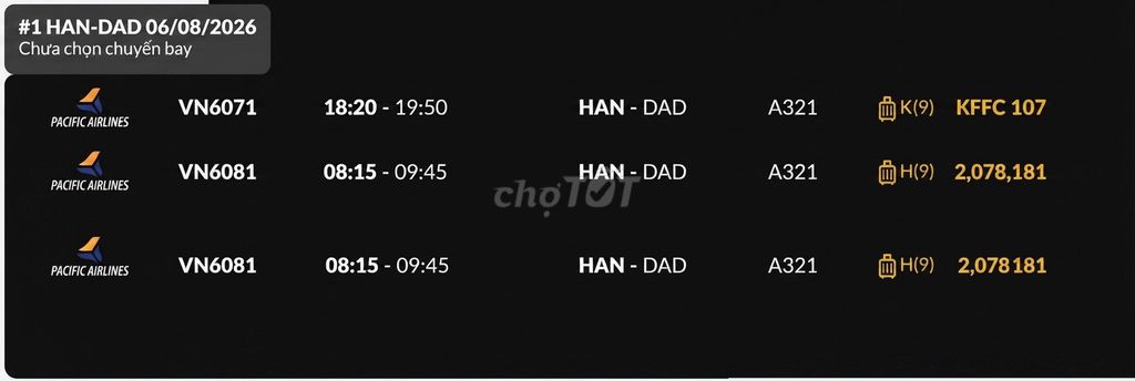 Vé máy bay Hà Nội đi Đà Nẵng Thứ năm 06/08/2026. Du lịch tại Quận 6 Tp Hồ Chí Minh được đăng bởi Nguyễn Minh Đức hình 1