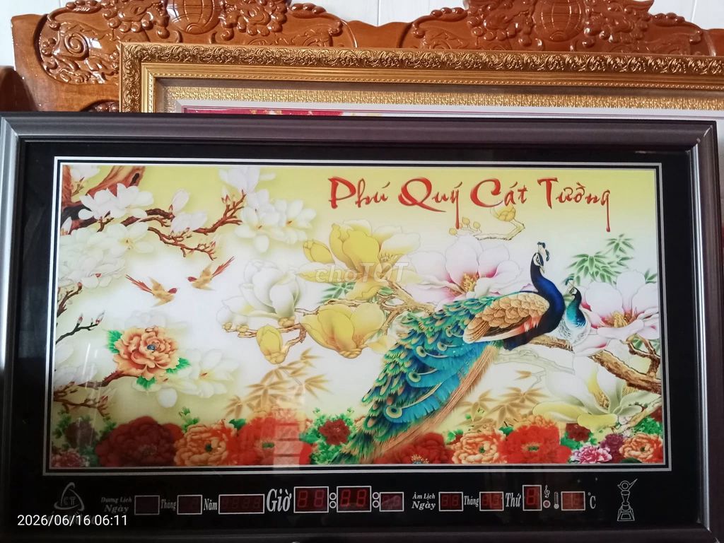 Đồng hồ treo tường Khung gỗ Phú Quý Cát Tường. Mua bán Nội thất, đồ gia dụng khác tại Thành phố Mỹ Tho Tiền Giang được đăng bởi Trần Quyên hình 1