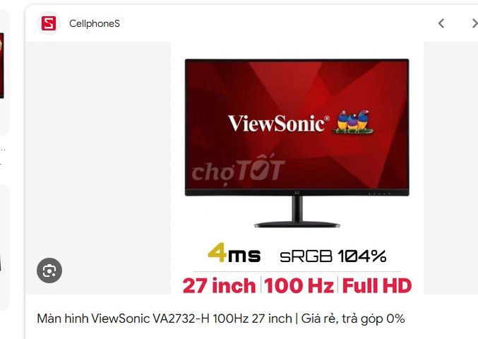 Màn hình GAMING: ViewSonic 2732V 100Hz 27in IPS