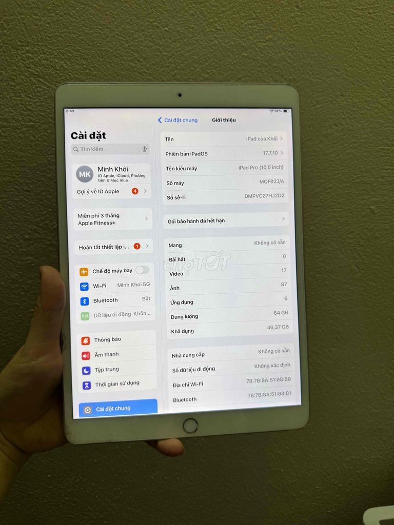 Apple iPad Pro 10.5 inch 64GB Bạc. Mua bán Máy tính bảng tại Huyện Hoài Đức Hà Nội được đăng bởi ngọc anh hình 1