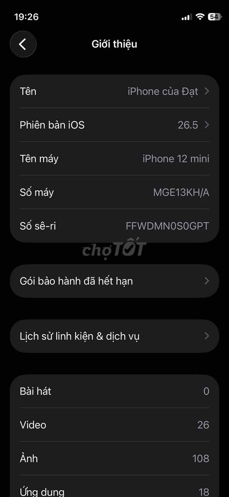 Apple iPhone 12 mini. Mua bán Điện thoại tại Huyện Bình Chánh Tp Hồ Chí Minh được đăng bởi Trần Đạt hình 1