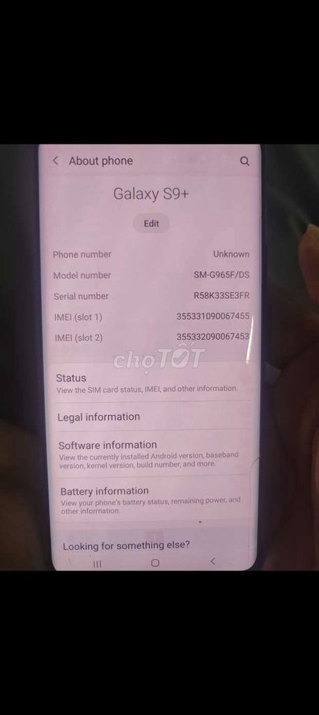 Samsung Galaxy S9+ SM-G965F/DS. Mua bán Điện thoại tại Quận Bình Tân Tp Hồ Chí Minh được đăng bởi men hình 1