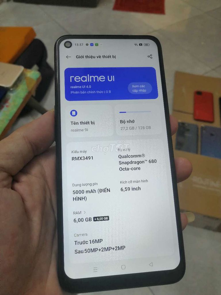 Realme 9i Đẹp,Ram 6g+6g/128g,xài 2Sim Good,Snap680