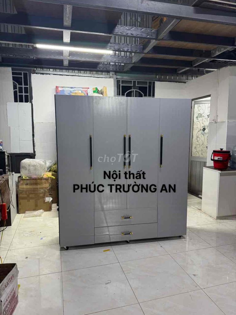 Tủ quần áo 4 cánh xám@@@. Mua bán Tủ, kệ gia đình tại Quận 6 Tp Hồ Chí Minh được đăng bởi Nội Thất Gia Đình hình 1