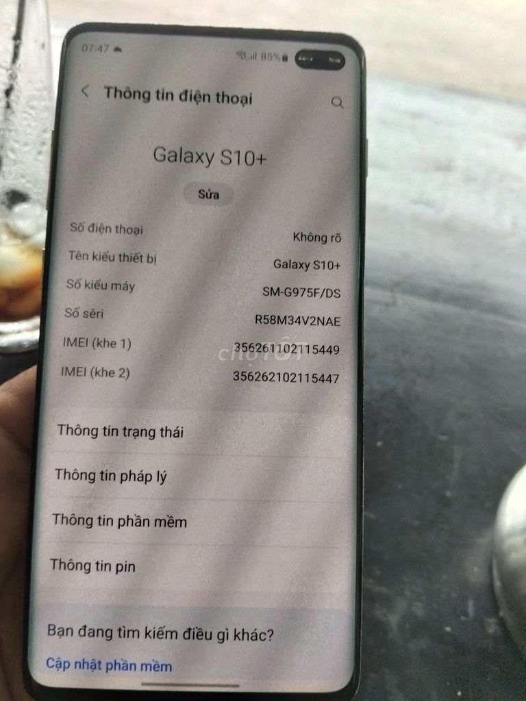 Samsung Galaxy S10+ Đen Lỗi camera trước. Mua bán Điện thoại tại Huyện Vĩnh Thạnh Cần Thơ được đăng bởi Sang hình 1