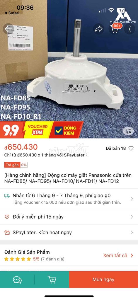 Motor máy giặt Panasonic