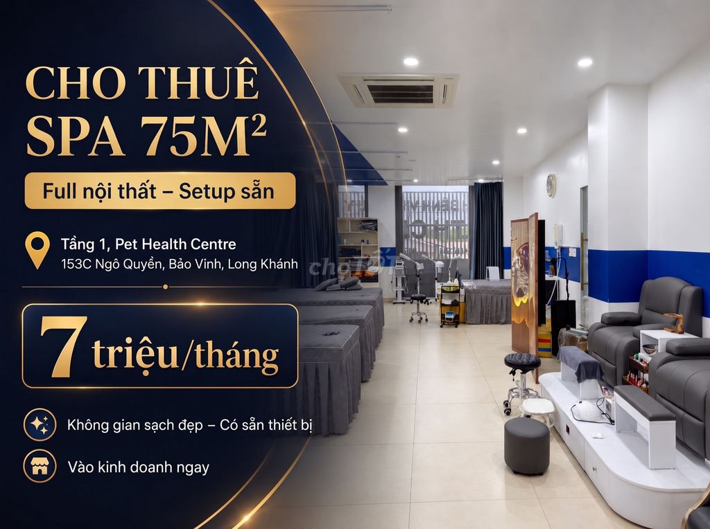 Cho thuê mặt bằng Spa 75m2 đầy đủ thiết bị, Bảo Vinh, Long Khánh