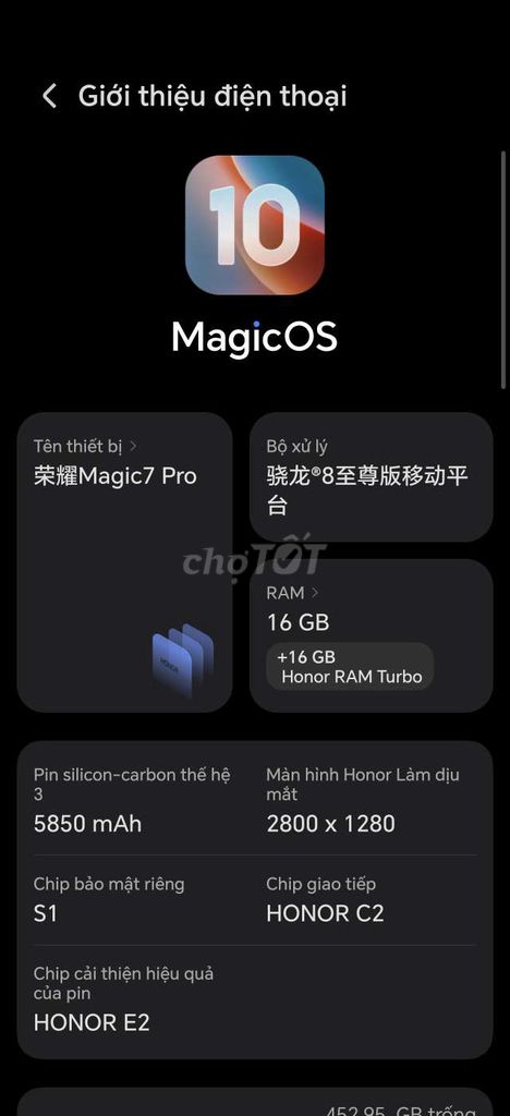Honor Magic7 Pro 16GB/512GB Trắng. Mua bán Điện thoại tại Thành phố Qui Nhơn Bình Định được đăng bởi Chanjiro hình 1