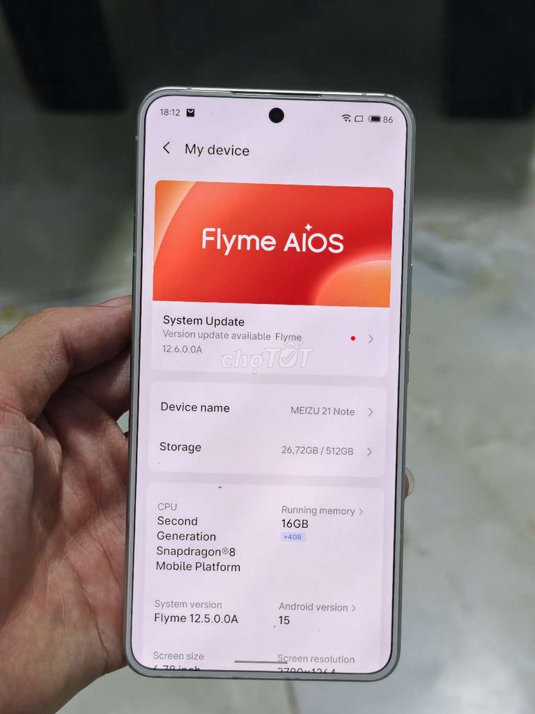 Meizu 21 Note 16/512GB Trắng pin 5500 chíp mạnh.. Mua bán Điện thoại tại Thành phố Thủ Đức Tp Hồ Chí Minh được đăng bởi NANI MOBILE hình 1