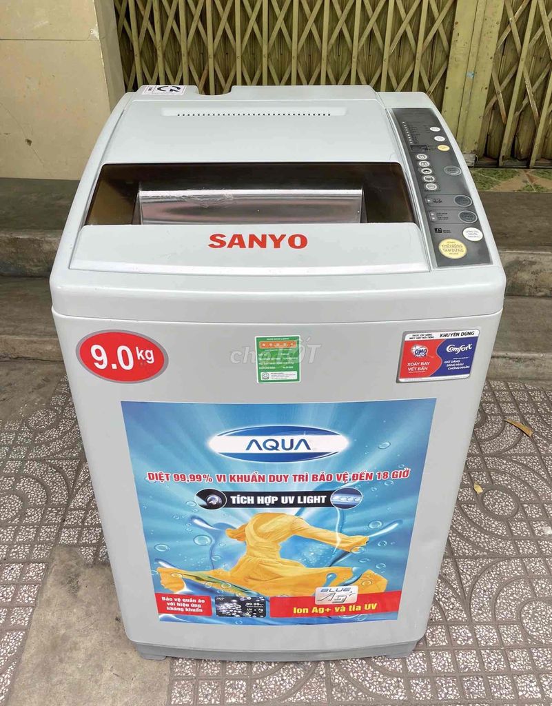 Máy giặt Sanyo 9kg zin vận hành êm tiết kiệm⭐️