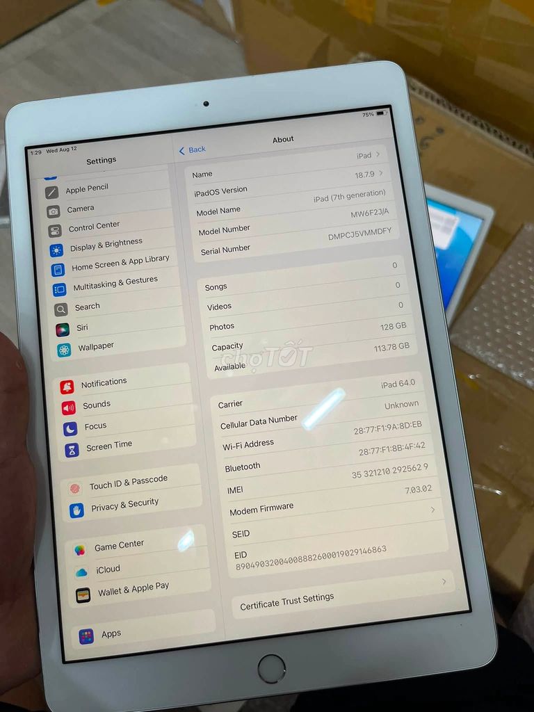 Apple iPad (7th generation) 128GB. Mua bán Máy tính bảng tại Quận 10 Tp Hồ Chí Minh được đăng bởi Hội Đồ Điện Tử hình 1