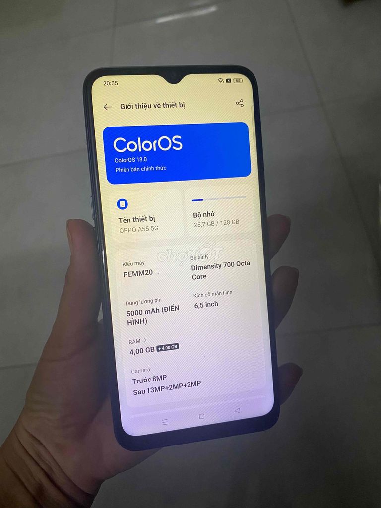 Oppo A55 5G 4GB/128GB Bản 2 sim. Mua bán Điện thoại tại Huyện Củ Chi Tp Hồ Chí Minh được đăng bởi Linh hình 1
