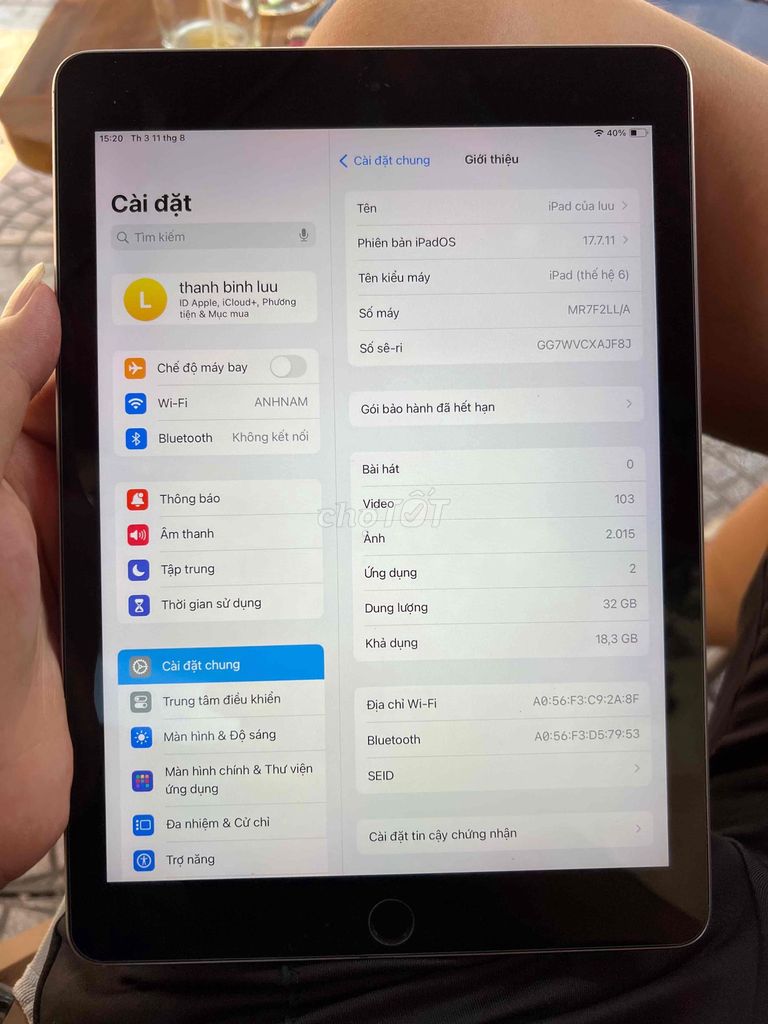 Apple iPad Gen 6 Wifi 32GB Xám. Mua bán Máy tính bảng tại Quận Long Biên Hà Nội được đăng bởi Phát hình 1