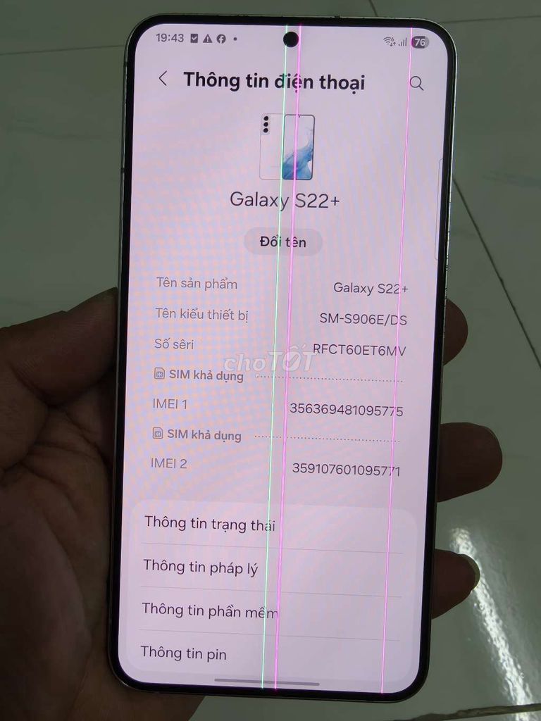 Màn hình Samsung Galaxy S22+ có sọc. Mua bán Phụ kiện (Màn hình, Chuột...) tại Thành phố Thủ Đức Tp Hồ Chí Minh được đăng bởi Tịnh Lưu Ly hình 1