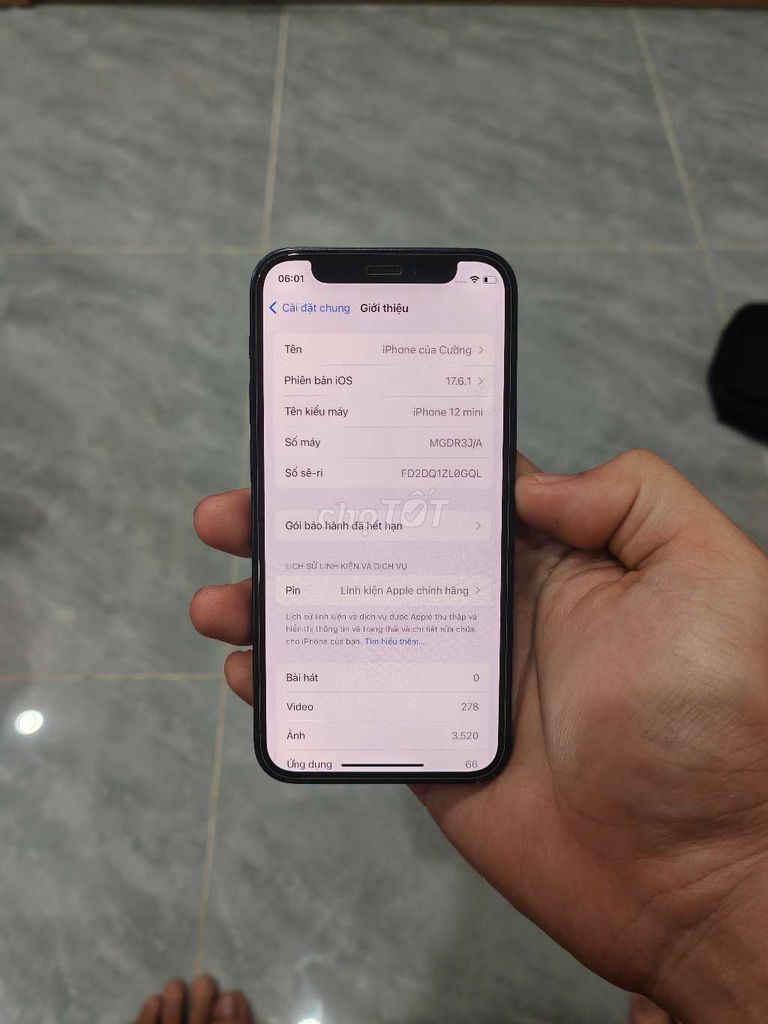 iPhone 12 Mini 256GB Đen Quốc Tế. Mua bán Điện thoại tại Quận Nam Từ Liêm Hà Nội được đăng bởi Đinh Tiến Cường hình 1