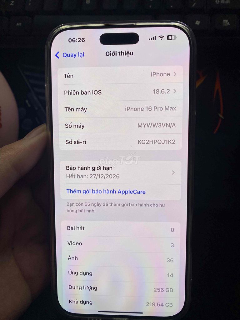 Apple iPhone 16 Pro Max 256GB Trắng. Mua bán Điện thoại tại Huyện Đông Anh Hà Nội được đăng bởi Hoàng Hữu Hiển hình 1