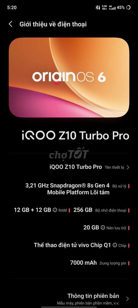 iQOO Z10 Turbo Pro 12GB/256GB. Mua bán Điện thoại tại Huyện Nhơn Trạch Đồng Nai được đăng bởi KenĐU hình 1