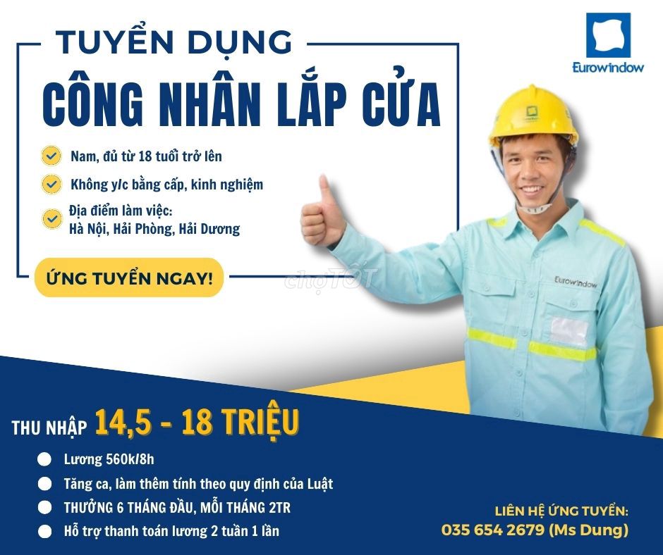 TUYỂN DỤNG CÔNG NHÂN LẮP CỬA NHÔM KÍNH [HÀ NỘI]