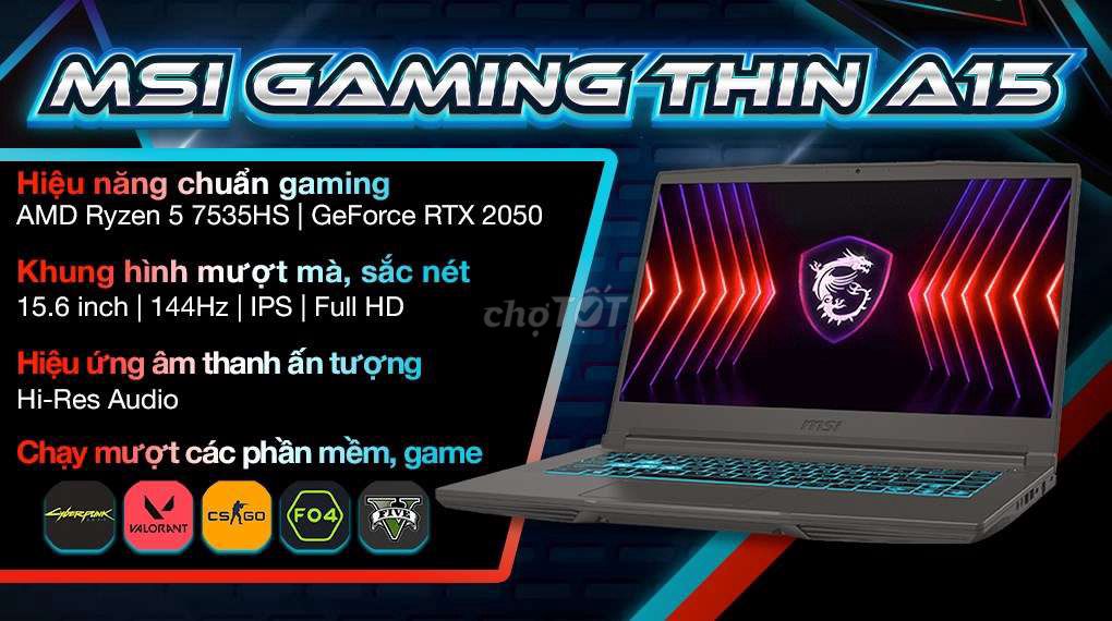 MSI Gaming Thin A15 Ryzen 5 15.6 inch. Mua bán Laptop tại Quận 3 Tp Hồ Chí Minh được đăng bởi phong nguyen hình 1