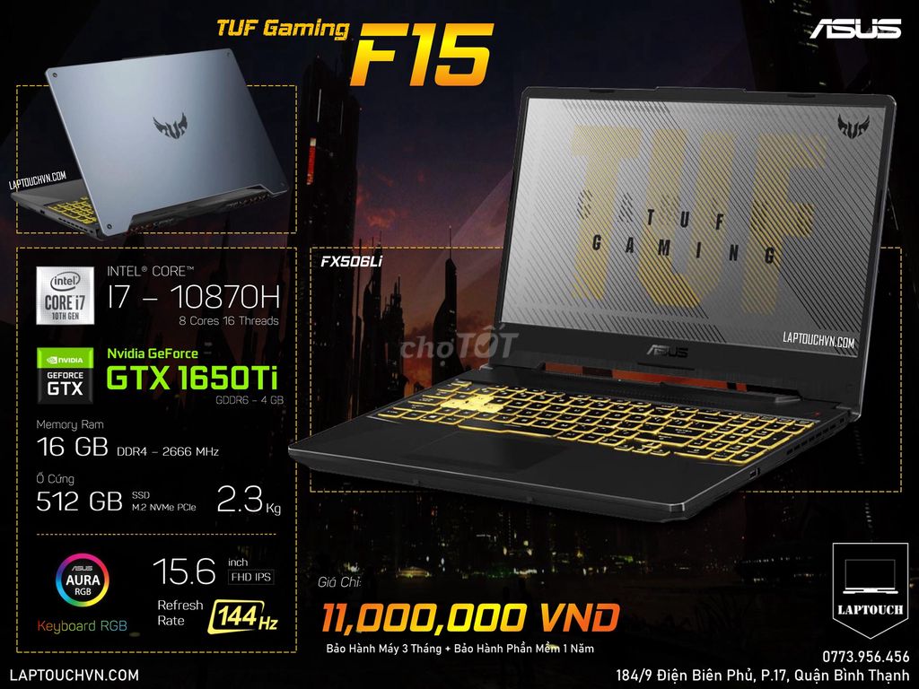 Asus TUF Gaming F15 FX506Li [ GTX 1650Ti - 4 GB ]. Mua bán Laptop tại Quận Bình Thạnh Tp Hồ Chí Minh được đăng bởi Cửa Hàng Máy Tính Laptouch VN hình 1