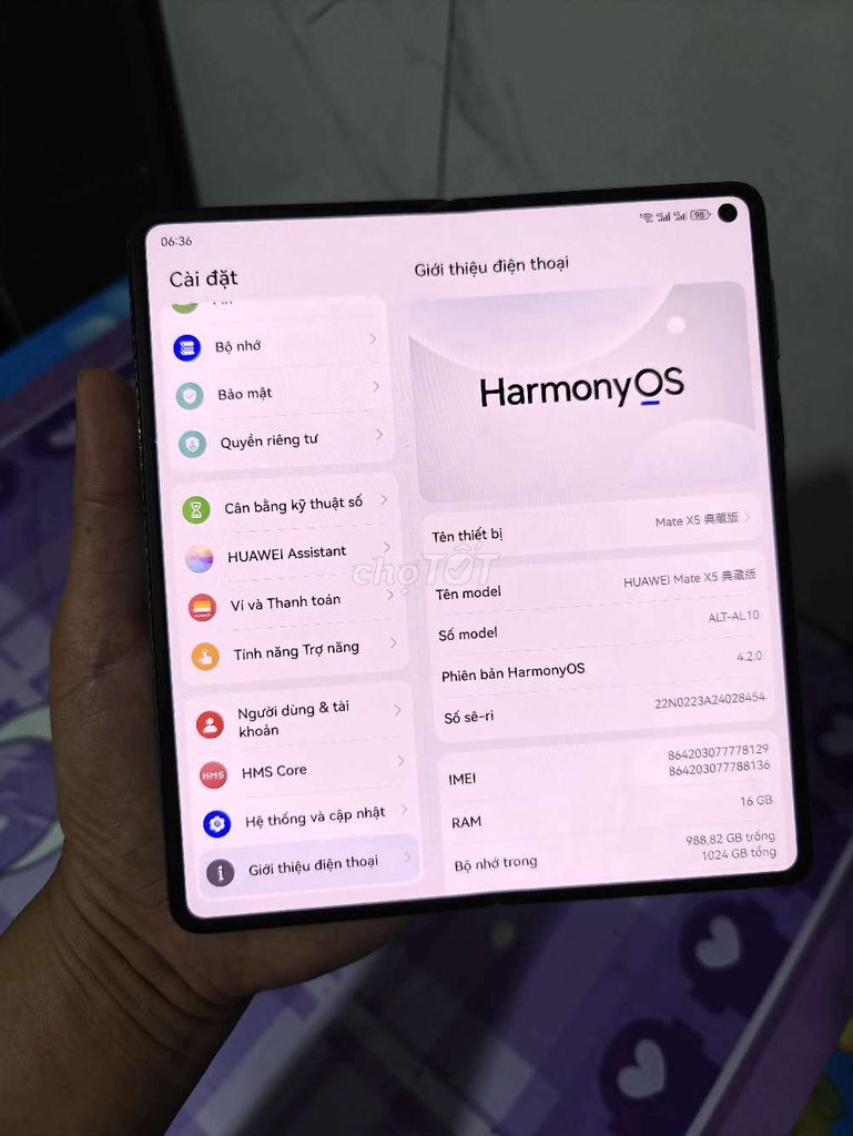 Huawei Mate X5 nội địa 16G/1TB/2sim zin. vỏ trầy. Mua bán Điện thoại tại Quận 12 Tp Hồ Chí Minh được đăng bởi Cầm Đồ Thanh Lý hình 1
