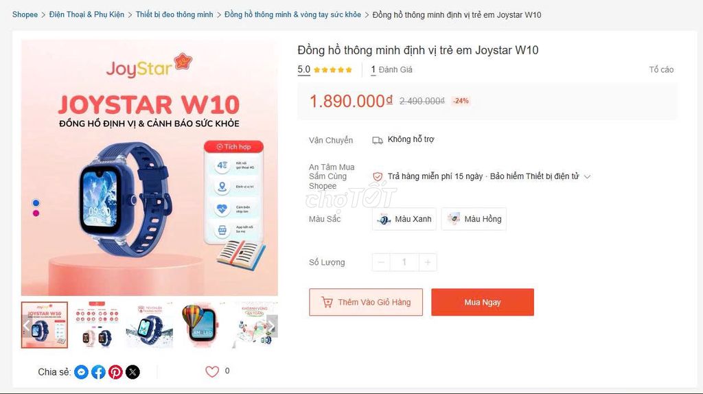 Đồng hồ thông minh JoyStar W10 Xanh Silicone. Mua bán Thiết bị đeo thông minh tại Quận Cầu Giấy Hà Nội được đăng bởi Hoàng Thắng hình 1
