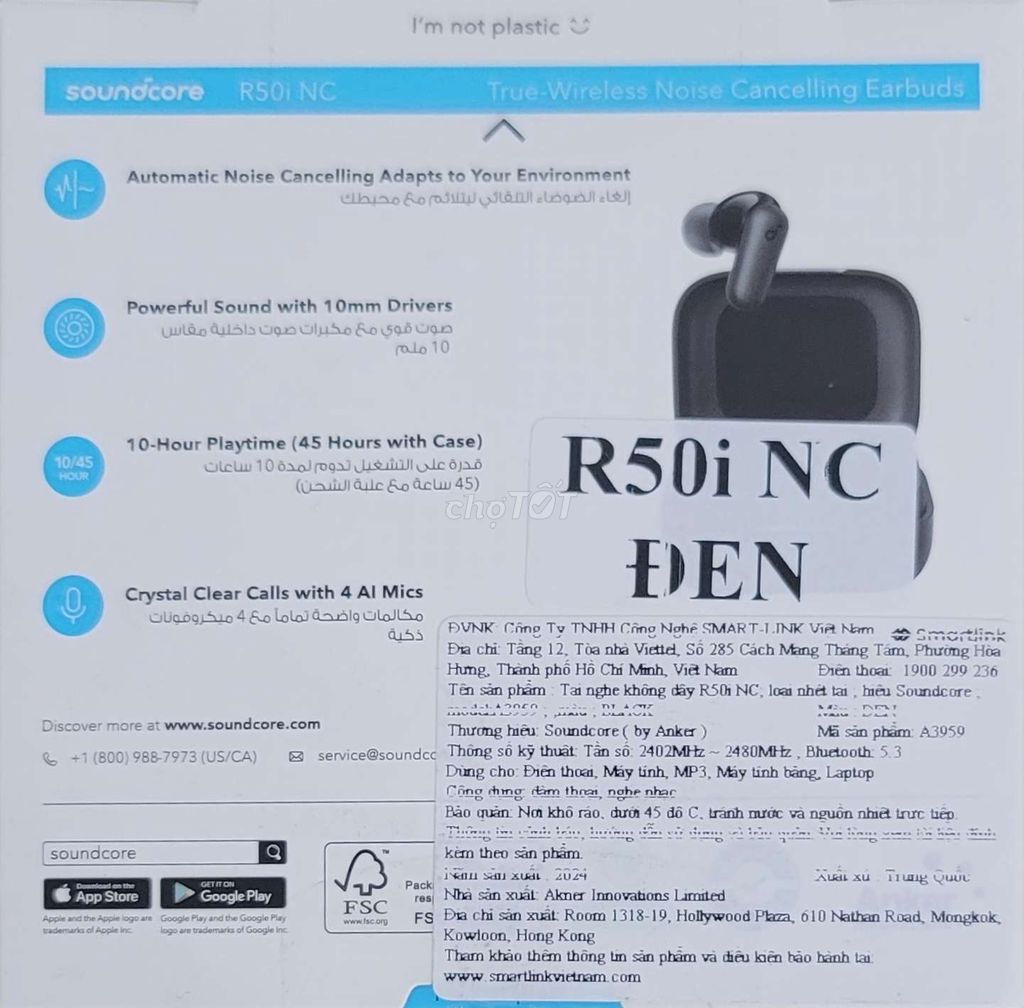 Tai nghe Soundcore R50i NC Đen. Mua bán Tivi, Âm thanh tại Quận Bình Tân Tp Hồ Chí Minh được đăng bởi Lethanh hình 1