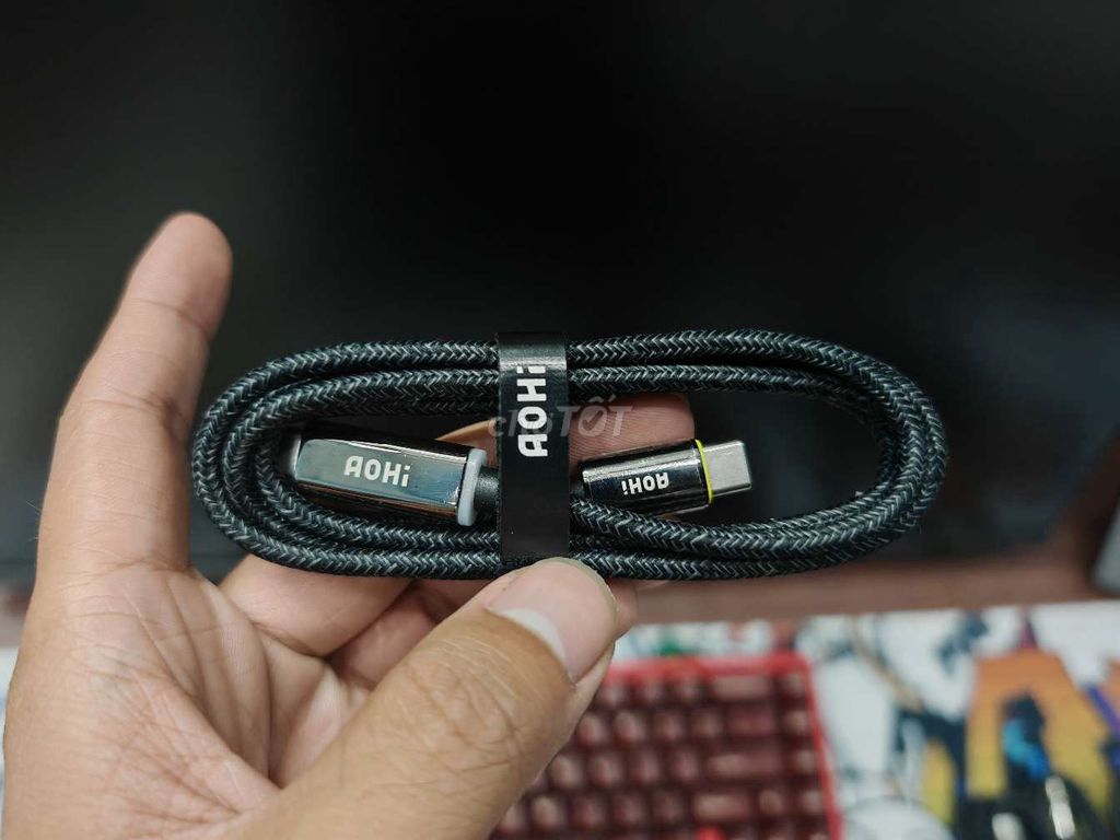 Cáp sạc AOHI Dây bện 100W Đen. Mua bán Phụ kiện (Màn hình, Chuột...) tại Thành phố Thuận An Bình Dương được đăng bởi Phụ kiện NaVy hình 1