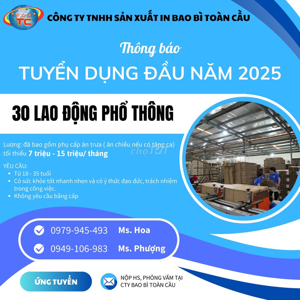 Cần *** Công Nhân Đầu Ngành Bao Bì Năm 2025