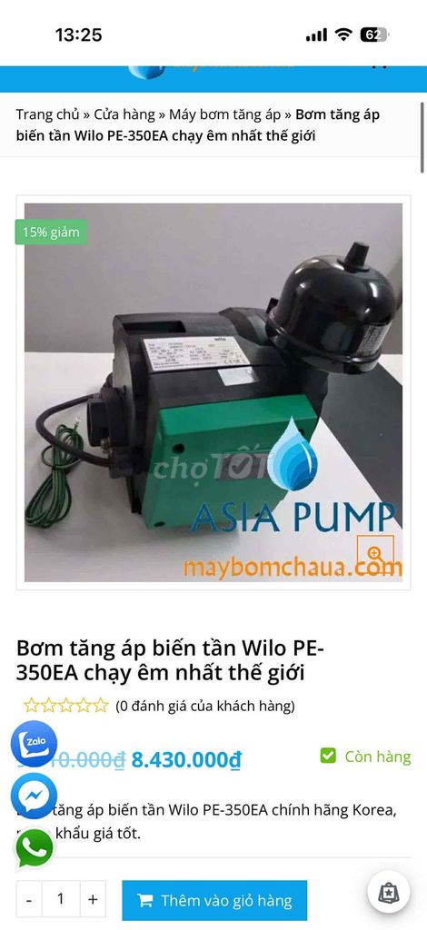 Máy bơm tăng áp Wilo PE-350EA. Mua bán Đồ chuyên dụng, Giống nuôi trồng tại Quận 12 Tp Hồ Chí Minh được đăng bởi hùng hình 1